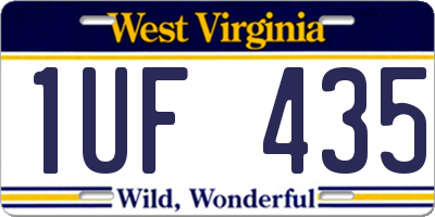 WV license plate 1UF435