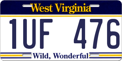 WV license plate 1UF476