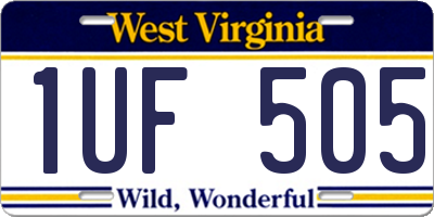 WV license plate 1UF505