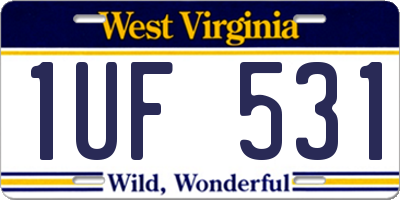 WV license plate 1UF531
