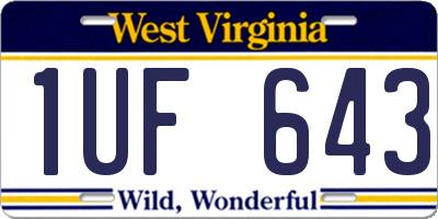 WV license plate 1UF643