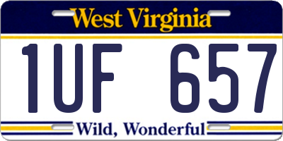 WV license plate 1UF657