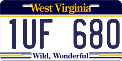 WV license plate 1UF680