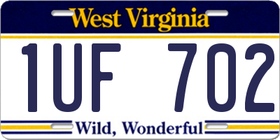 WV license plate 1UF702