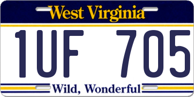WV license plate 1UF705