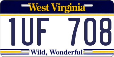 WV license plate 1UF708