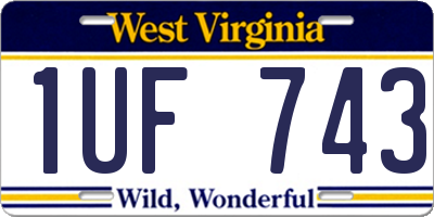 WV license plate 1UF743