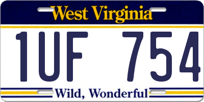 WV license plate 1UF754