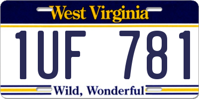 WV license plate 1UF781