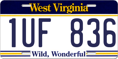 WV license plate 1UF836