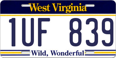 WV license plate 1UF839