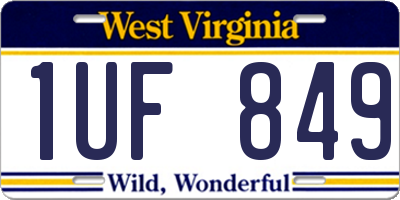 WV license plate 1UF849