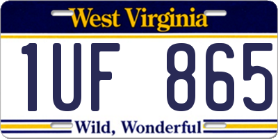 WV license plate 1UF865