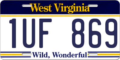 WV license plate 1UF869