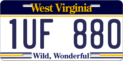WV license plate 1UF880