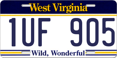 WV license plate 1UF905