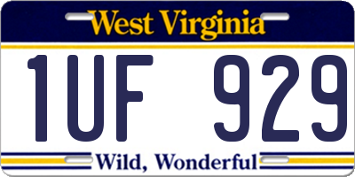 WV license plate 1UF929