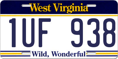 WV license plate 1UF938