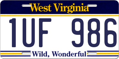 WV license plate 1UF986