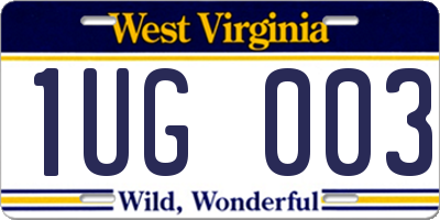 WV license plate 1UG003