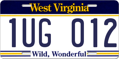 WV license plate 1UG012