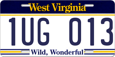WV license plate 1UG013