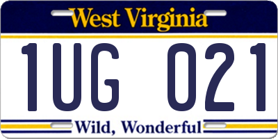 WV license plate 1UG021