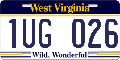 WV license plate 1UG026