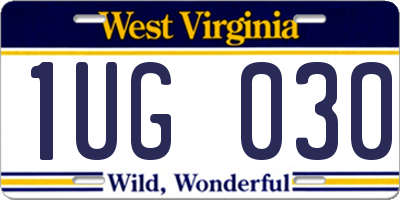 WV license plate 1UG030