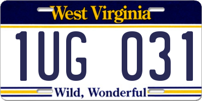 WV license plate 1UG031