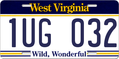 WV license plate 1UG032