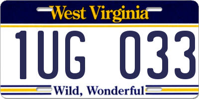 WV license plate 1UG033
