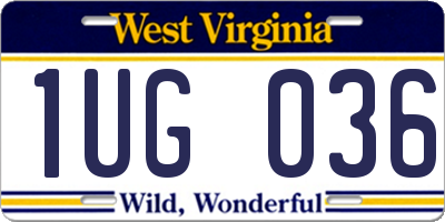 WV license plate 1UG036