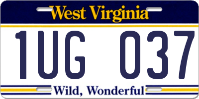 WV license plate 1UG037