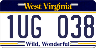 WV license plate 1UG038