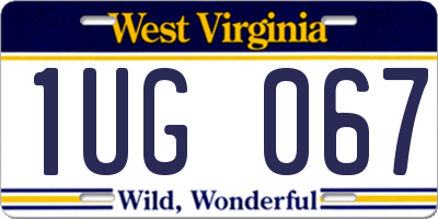 WV license plate 1UG067