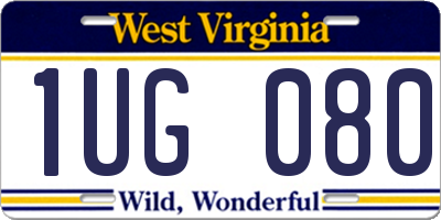 WV license plate 1UG080