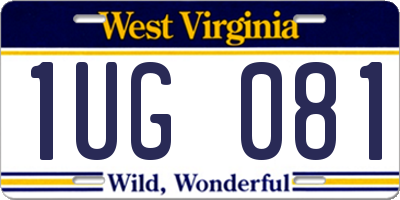 WV license plate 1UG081