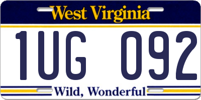 WV license plate 1UG092