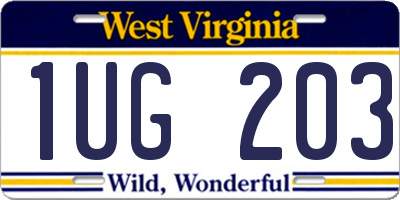 WV license plate 1UG203