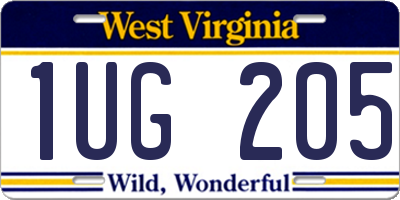 WV license plate 1UG205