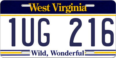 WV license plate 1UG216