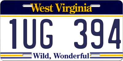 WV license plate 1UG394