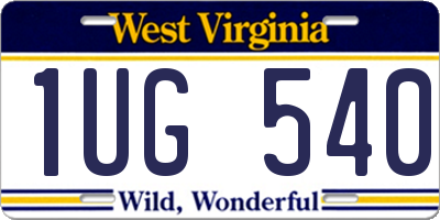 WV license plate 1UG540
