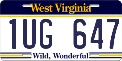 WV license plate 1UG647