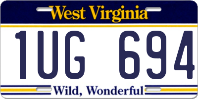 WV license plate 1UG694