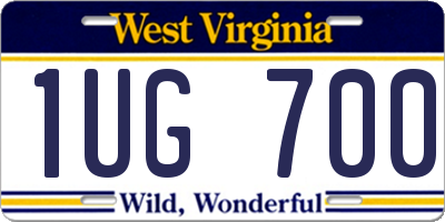 WV license plate 1UG700