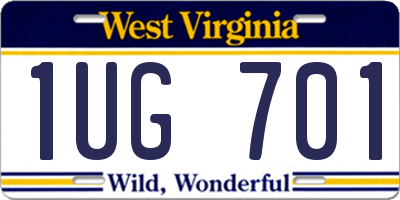 WV license plate 1UG701