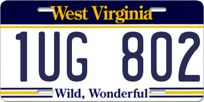 WV license plate 1UG802