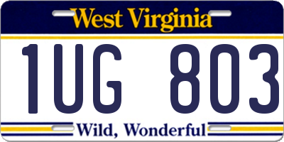 WV license plate 1UG803